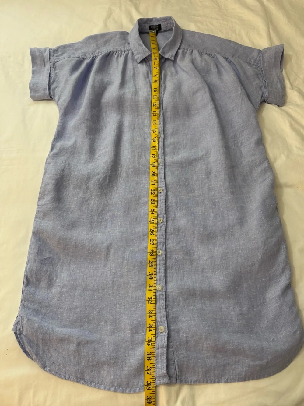 J. Crew Baird McNutt 100% Irish Linen Blue Button Up Short Sleeve Mini Dress S
